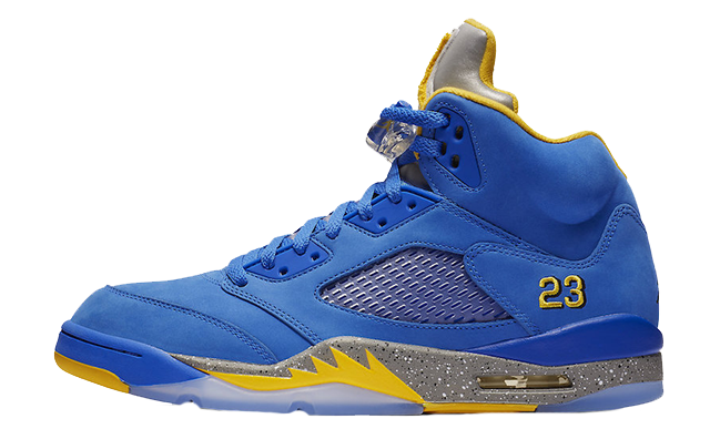 The same blue Nike Retro 5 sneaker saved as a PNG with a transparent background