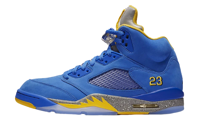 The same blue Nike Retro 5 sneaker saved as a WebP with a transparent background
